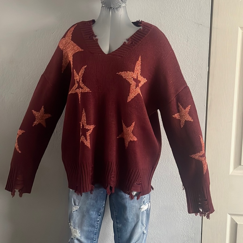 Deconstructed V-neck Sweater